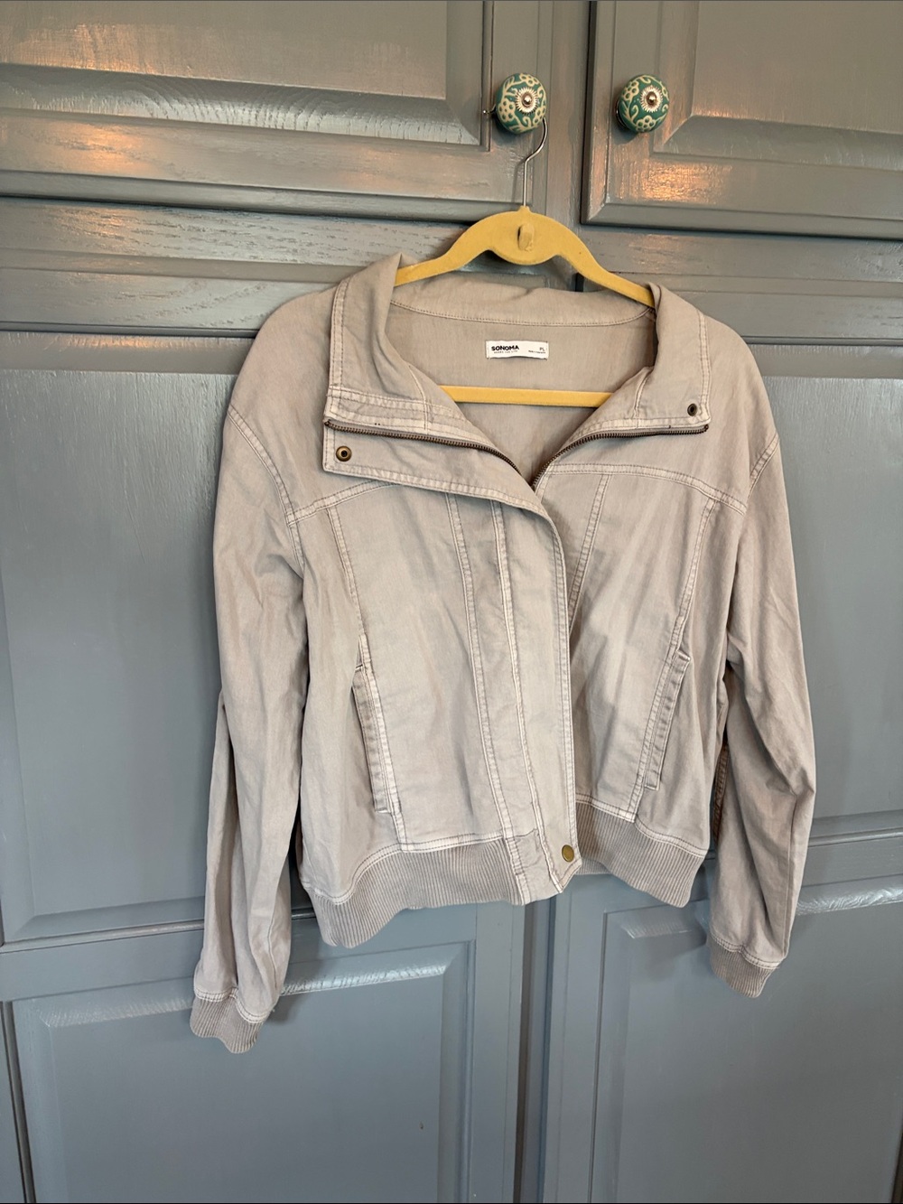 Sonoma Light Gray Cotton Bomber Jacket